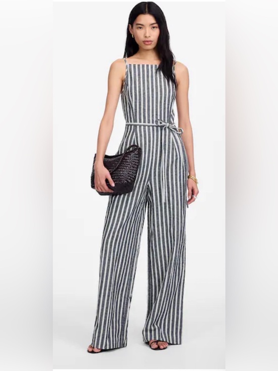 Madewell Pants - NWOT | Madewell Pleated Wide-Leg Jumpsuit in Pinstripe Linen | Size 6